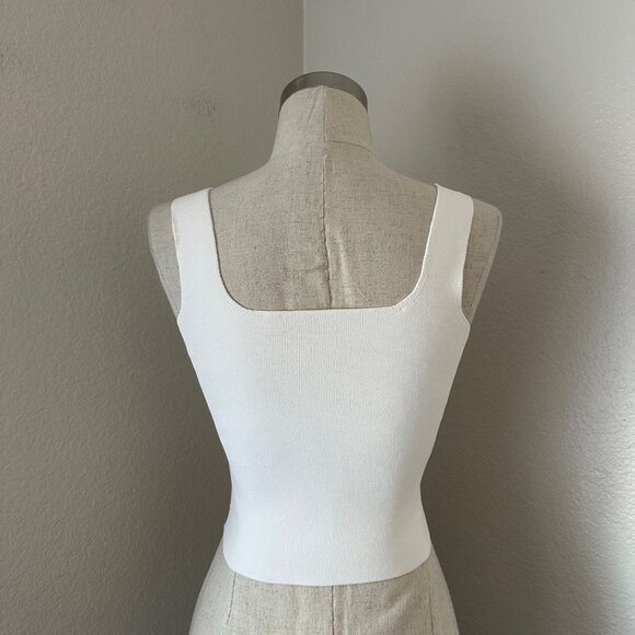 A.L.C. Victoria Knit Top Sleeveless Square Neckline Sleek Minimalist White XS - Picture 3 of 10
